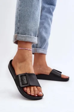 Klapki Sportowe|Klapki Damskie Big Star>Big Star Shoes Klapki Damskie Big Star z Klamrą Czarne FF274A389 Czarny