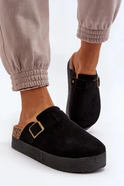 Outlet Boto Klapki Damskie Chodaki Na Platformie Czarne Jorffia