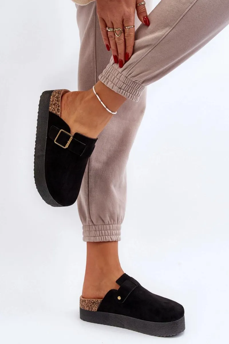 Outlet Boto Klapki Damskie Chodaki Na Platformie Czarne Jorffia