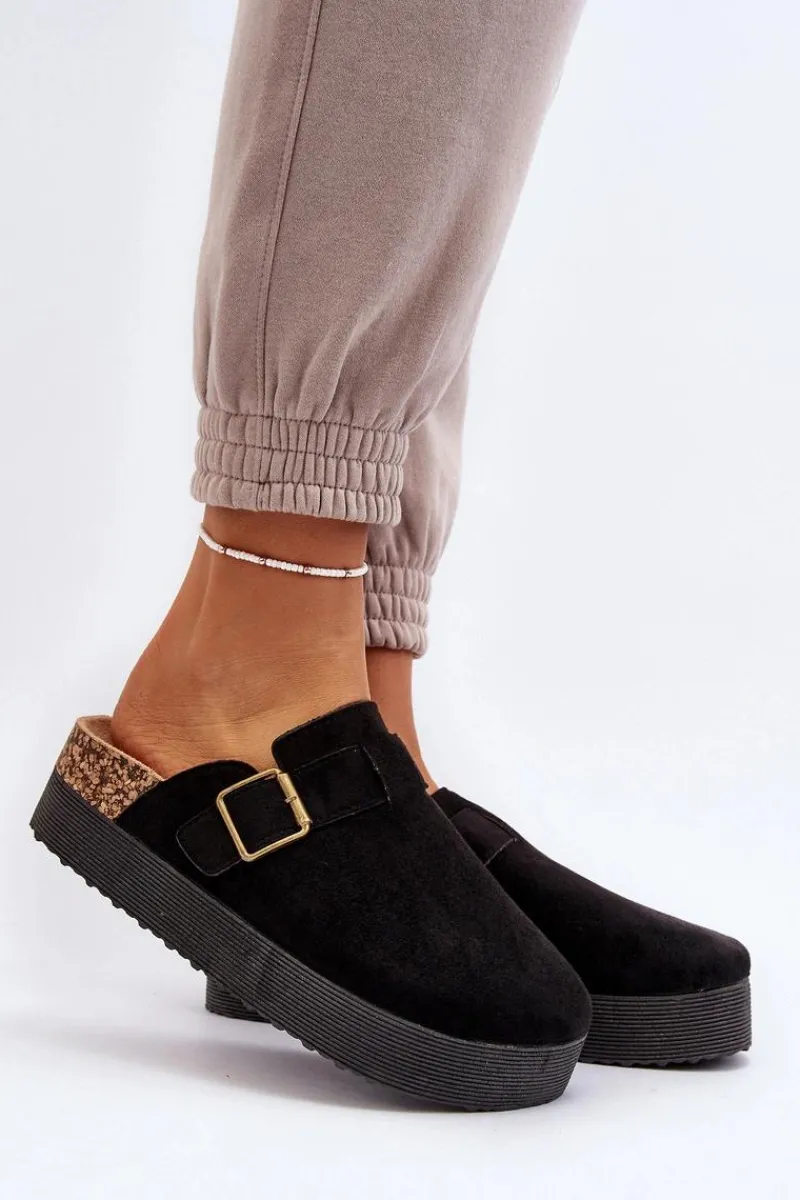 Outlet Boto Klapki Damskie Chodaki Na Platformie Czarne Jorffia