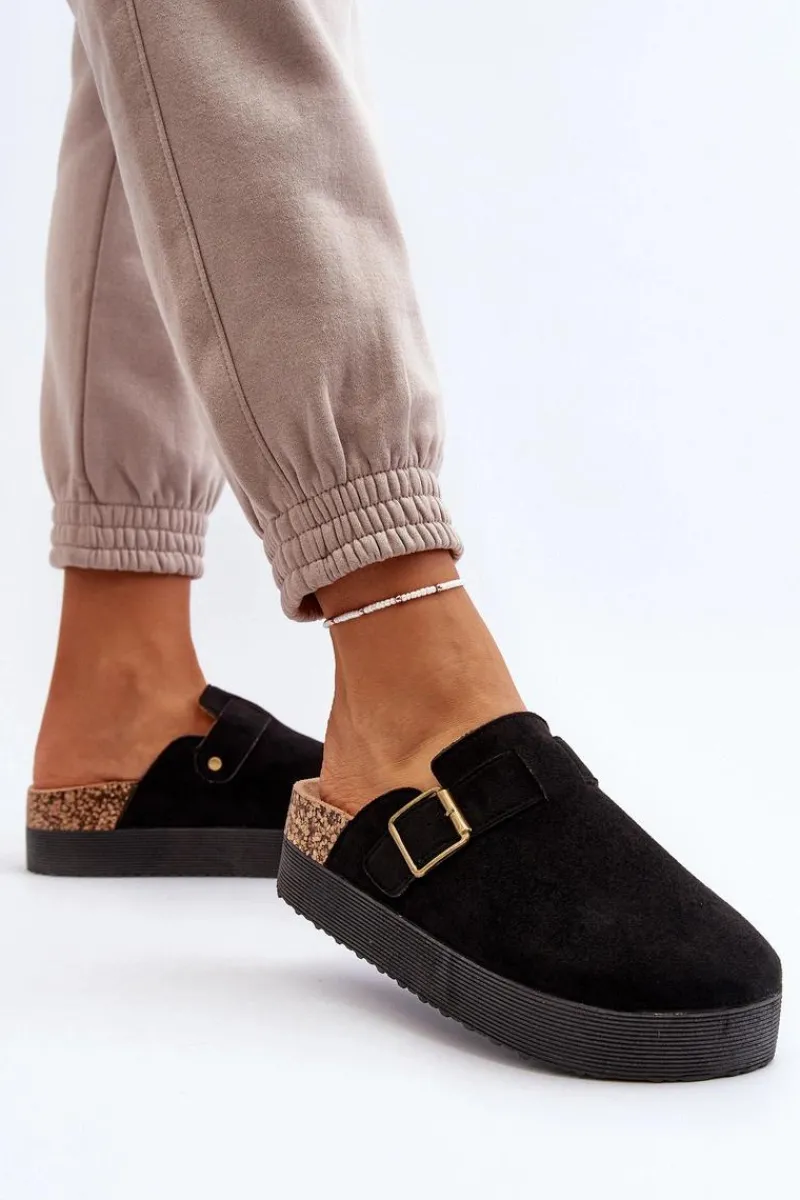 Outlet Boto Klapki Damskie Chodaki Na Platformie Czarne Jorffia