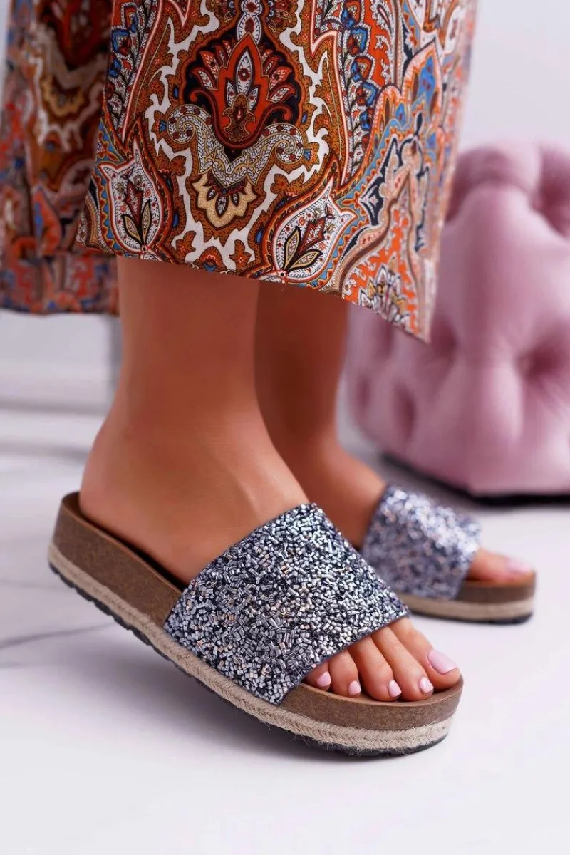 Klapki Damskie Klasyczne>Damskie buty S.Barski Klapki Damskie Eleganckie Gruba Podeszwa Jersey