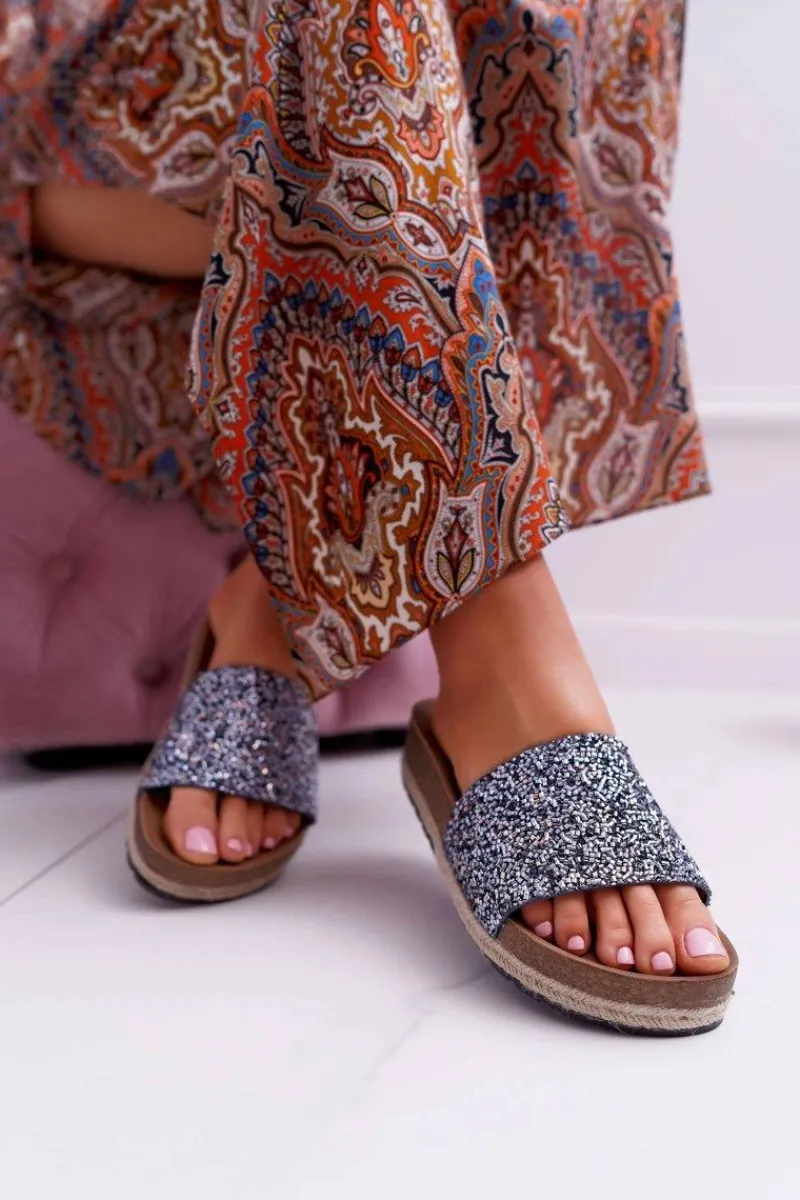 Klapki Damskie Klasyczne>Damskie buty S.Barski Klapki Damskie Eleganckie Gruba Podeszwa Jersey