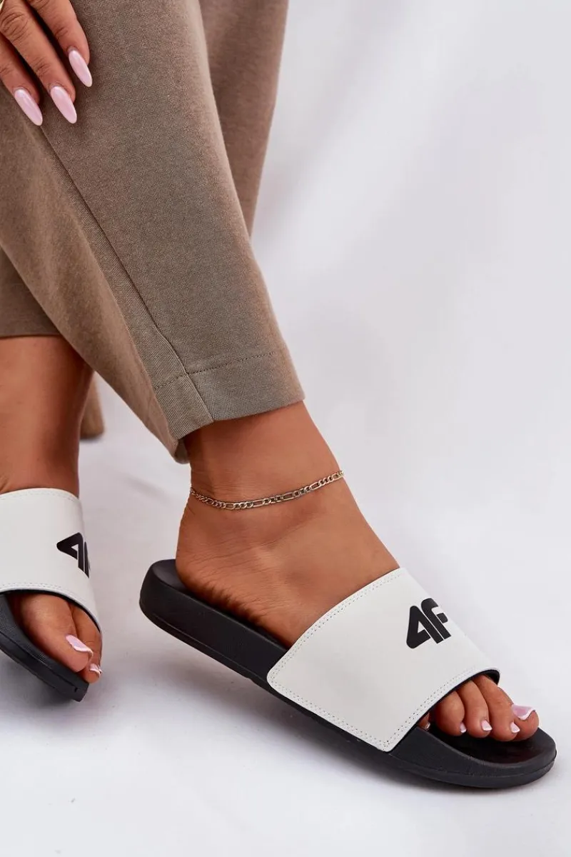 Klapki Sportowe|Klapki Damskie Klasyczne>4F Klapki Damskie RMM00FSLIF010-10S Białe Biały