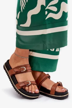 Discount Klapki Damskie Gładkie Na Platformie Z Paskami I Klamrami Camel Ziferte Damskie Klapki Na Platformie|Klapki Damskie Klasyczne