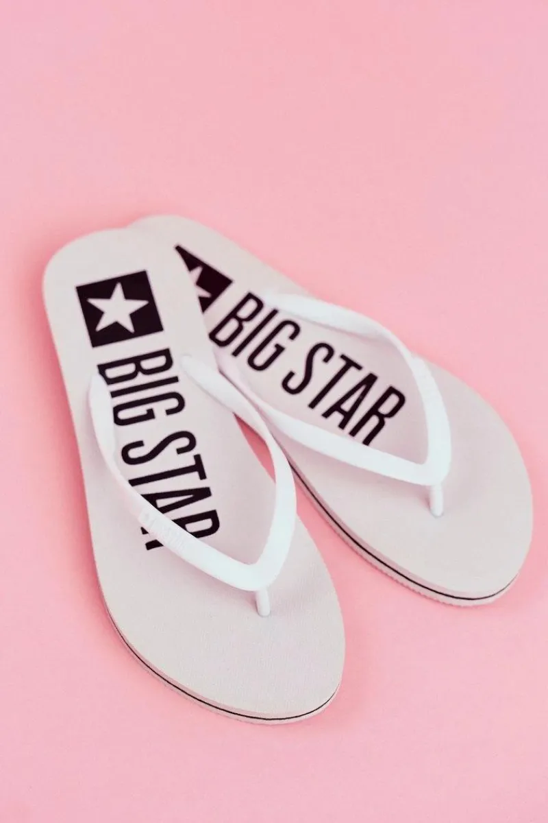 Outlet Klapki Damskie Japonki Big Star Białe FF274A320 Damskie Klapki Sportowe|Klapki Damskie Big Star