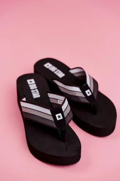 Online Klapki Damskie Japonki Big Star na Koturnie Czarne FF274A300 Damskie Klapki Na Koturnie|Klapki Na Obcasie