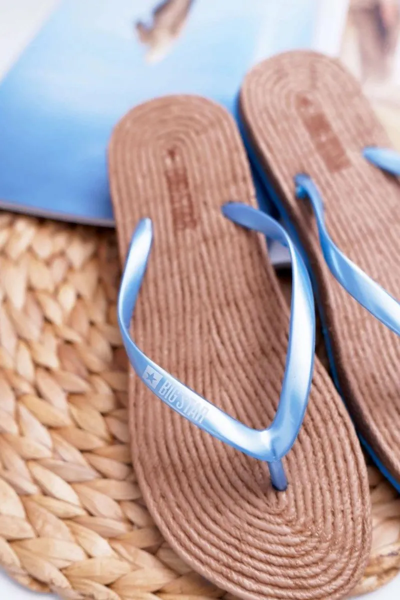 Klapki Sportowe|Klapki Damskie Big Star>Big Star Shoes Klapki Damskie Japonki Big Star Niebieskie AA274A122