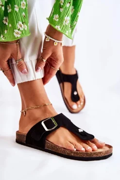 Boto Klapki Damskie Japonki Na Korku Czarne Elina