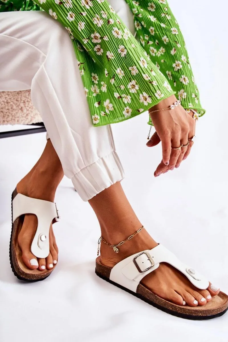 Klapki Korkowe|Klapki Damskie Japonki>Boto Klapki Damskie Japonki Na Korku Białe Elina