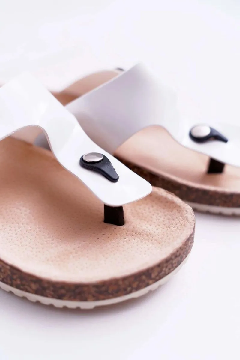 Klapki Korkowe|Klapki Damskie Japonki>Boto Klapki Damskie Japonki Na Korku Lakierowane Białe Palette