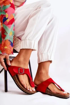 Klapki Korkowe|Klapki Damskie Japonki>Boto Klapki Damskie Japonki Na Korku Czerwone Elina