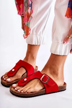 Klapki Korkowe|Klapki Damskie Japonki>Boto Klapki Damskie Japonki Na Korku Czerwone Elina