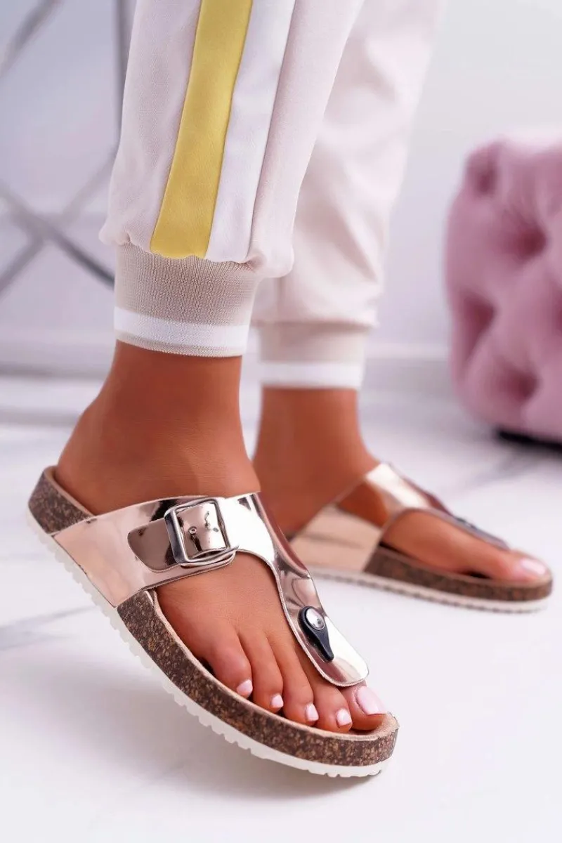 Klapki Korkowe|Klapki Damskie Japonki>Boto Klapki Damskie Japonki Na Korku Lakierowane Champagne Palette