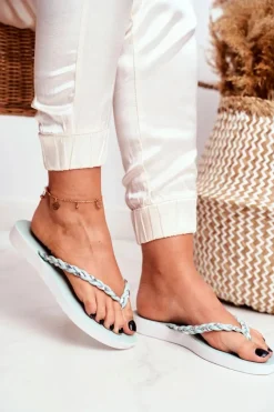 Sale Klapki Damskie Japonki Pleciony Pasek Zielone Peggie Damskie Klapki Damskie Japonki