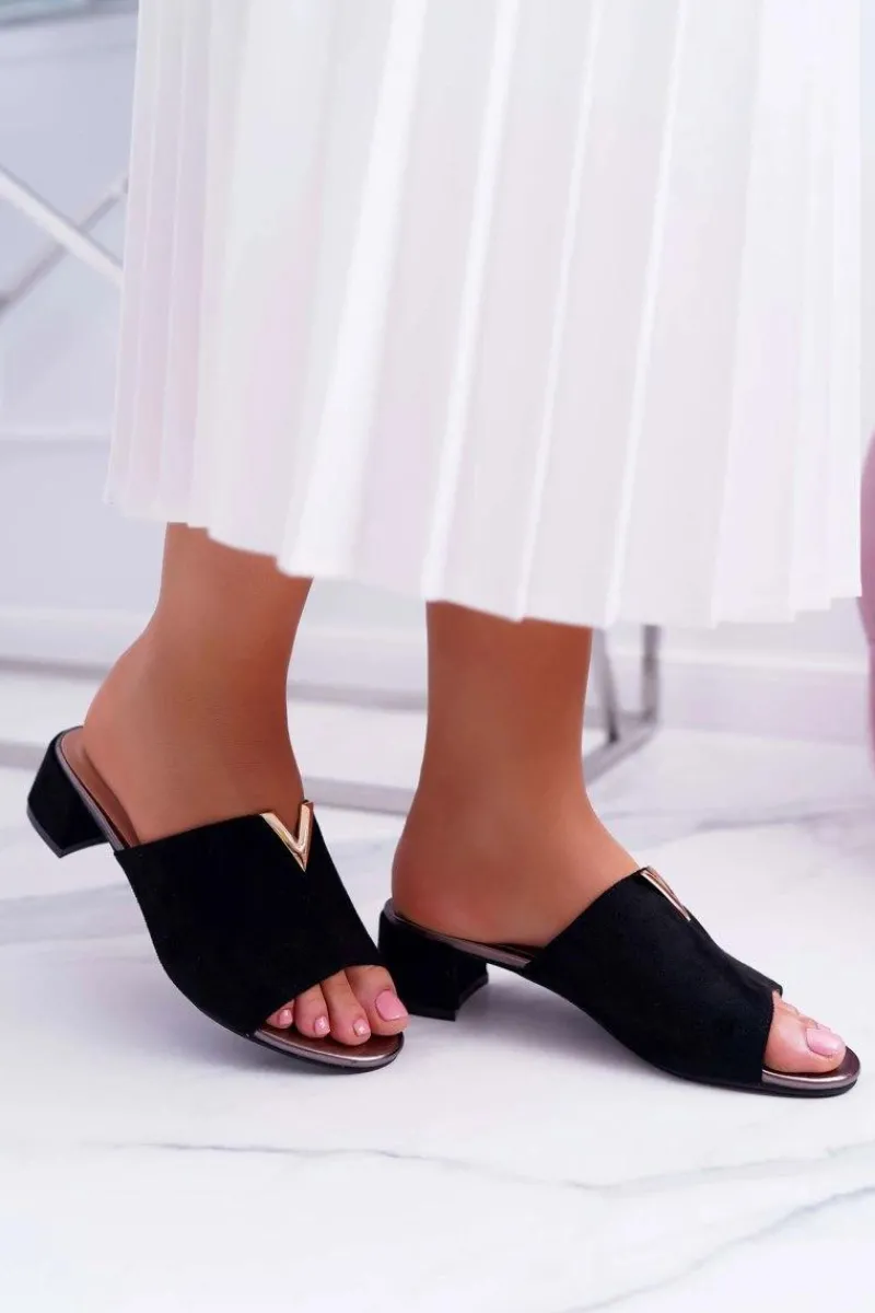 New Buty damskie Vinceza Klapki Damskie Klasyczne Eleganckie Na Klocku Czarne Demea