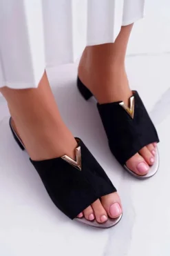 New Buty damskie Vinceza Klapki Damskie Klasyczne Eleganckie Na Klocku Czarne Demea