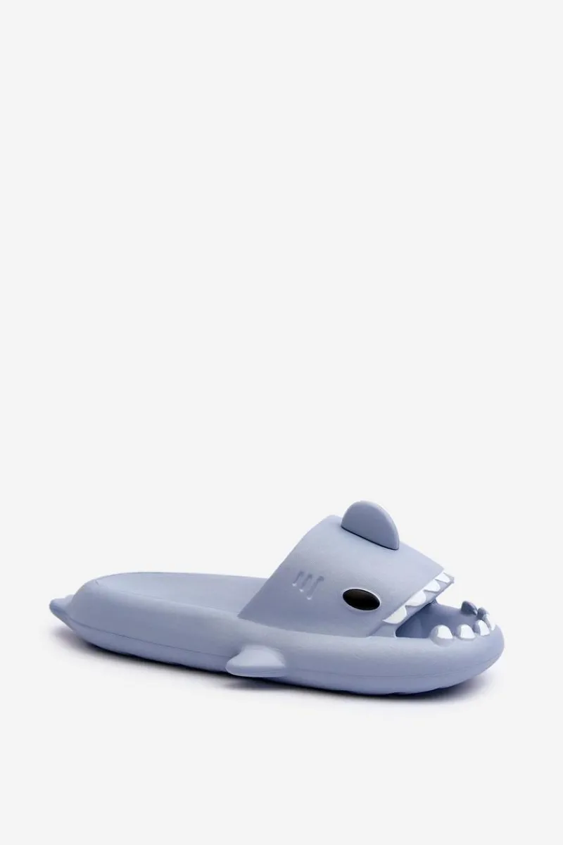 Klapki Basenowe|Klapki Damskie Klasyczne>Boto Klapki Damskie Lekkie Piankowe Z Motywem Rekina Niebieskie Kasila