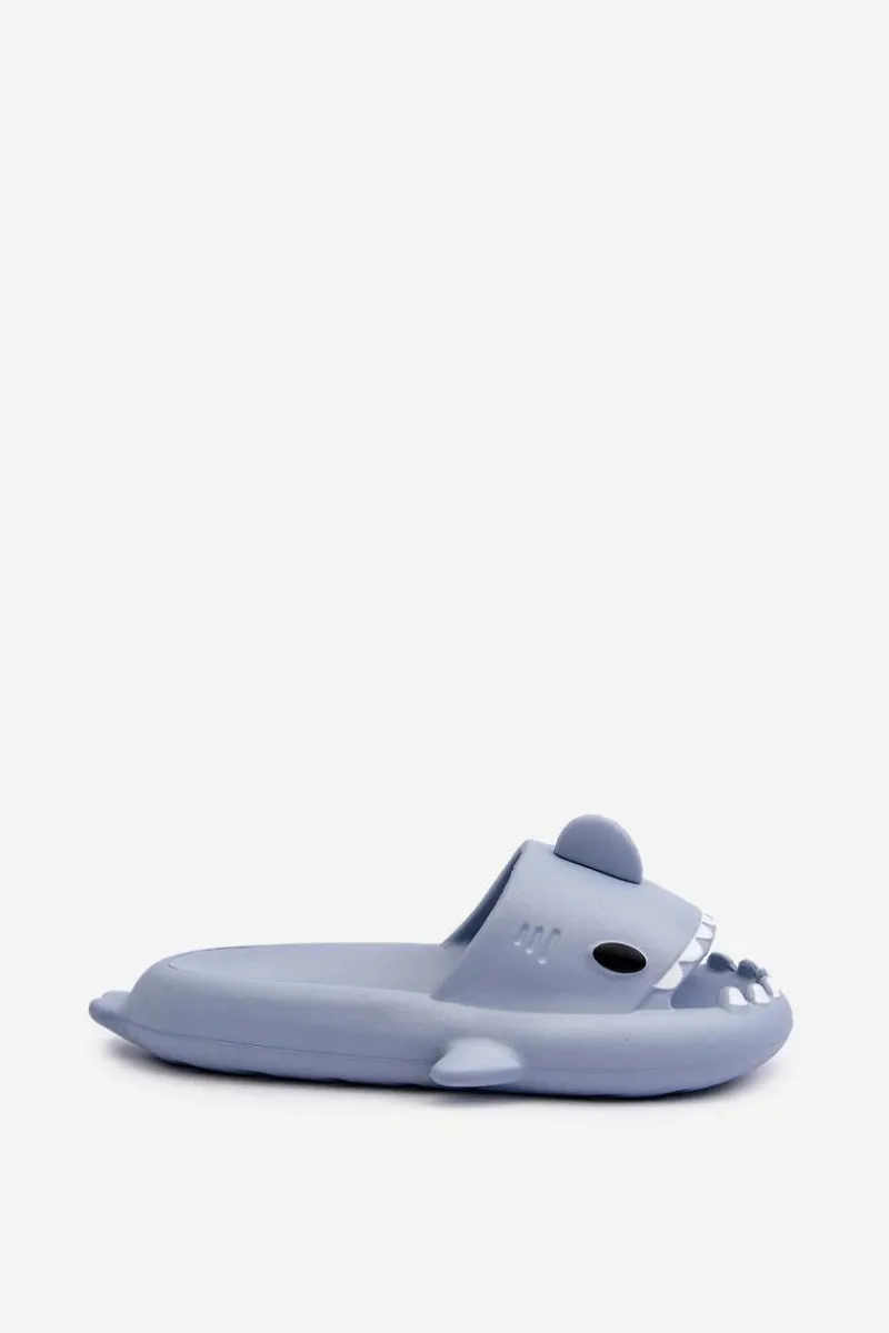 Klapki Basenowe|Klapki Damskie Klasyczne>Boto Klapki Damskie Lekkie Piankowe Z Motywem Rekina Niebieskie Kasila