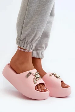 Klapki Basenowe|Klapki Na Platformie>Boto Klapki Damskie Lekkie Piankowe Z Ozdobami Różowe Orchia Różowy