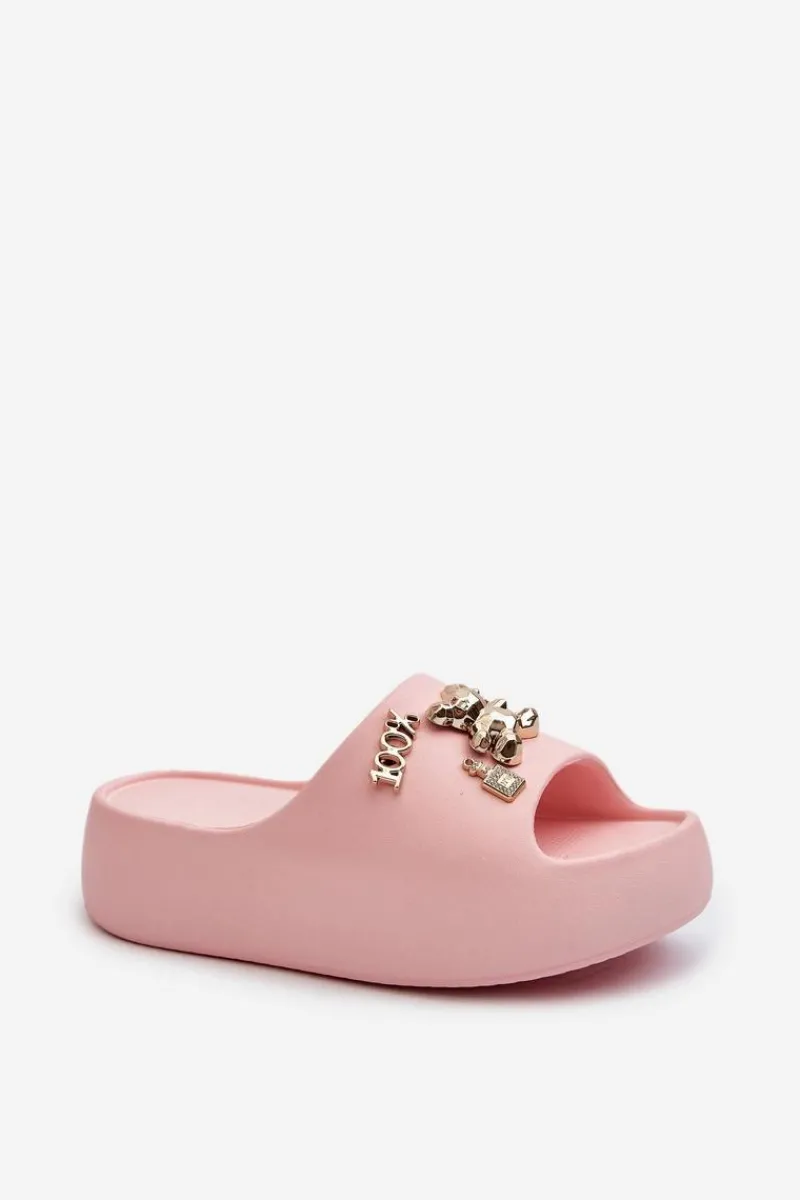 Klapki Basenowe|Klapki Na Platformie>Boto Klapki Damskie Lekkie Piankowe Z Ozdobami Różowe Orchia Różowy