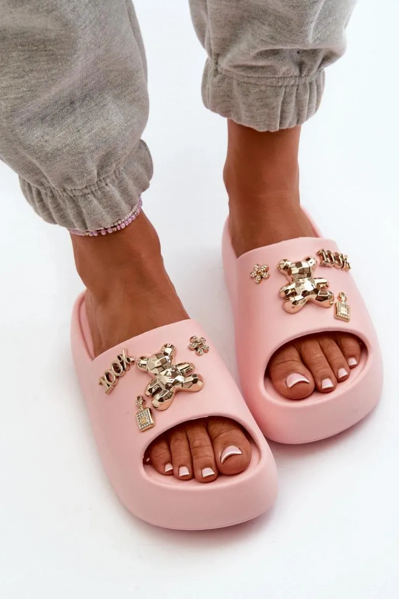 Klapki Basenowe|Klapki Na Platformie>Boto Klapki Damskie Lekkie Piankowe Z Ozdobami Różowe Orchia Różowy