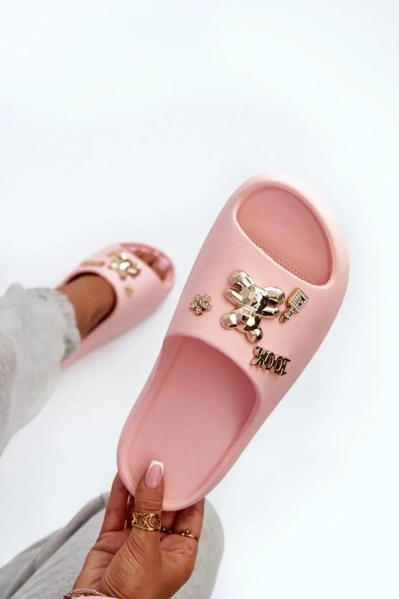 Klapki Basenowe|Klapki Na Platformie>Boto Klapki Damskie Lekkie Piankowe Z Ozdobami Różowe Orchia Różowy