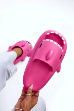 Best Klapki Damskie Lekkie Piankowe Z Motywem Rekina Fuksja Kasila Damskie Klapki Basenowe|Klapki Damskie Klasyczne