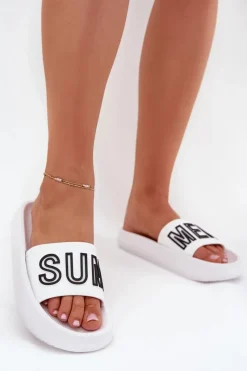 Outlet Buty damskie Vinceza Klapki Damskie Na Grubej Podeszwie SUMMER Vinceza 76051 Białe