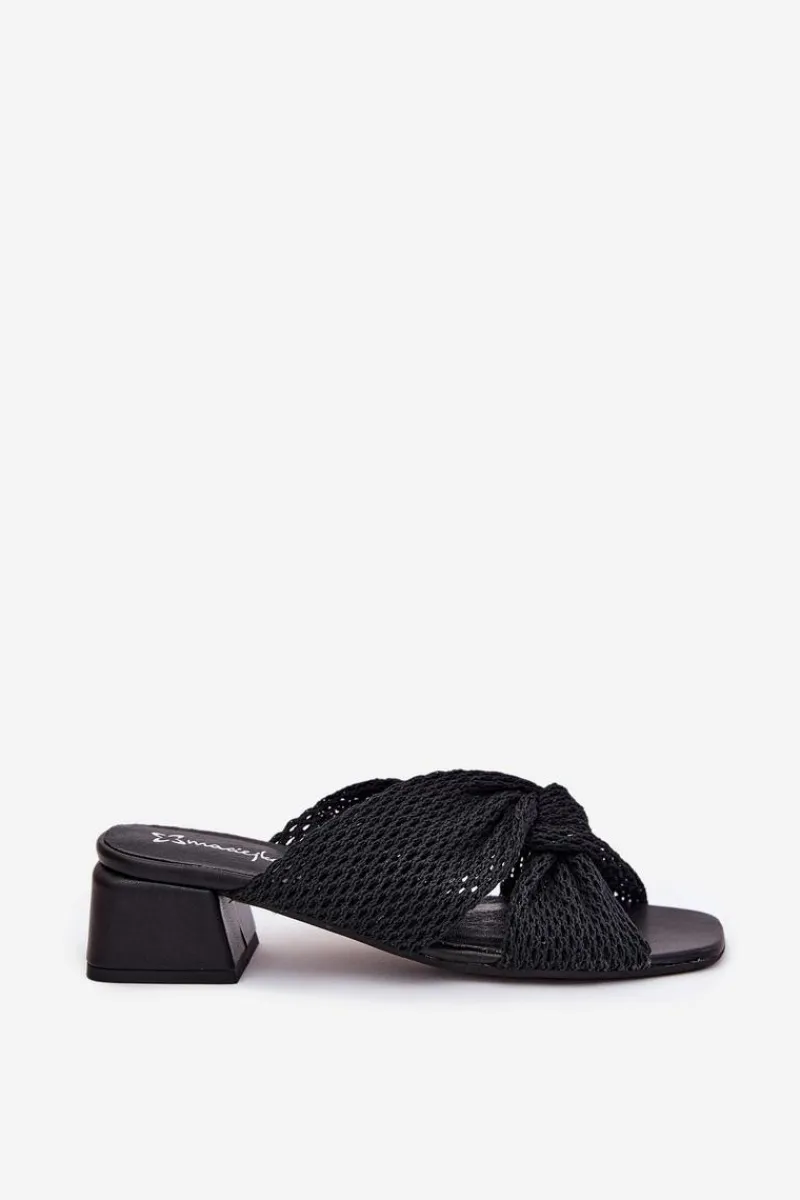 Klapki Na Obcasie|Klapki Damskie Klasyczne>Maciejka Klapki Damskie Na Klocku 06955-01 Czarne Czarny