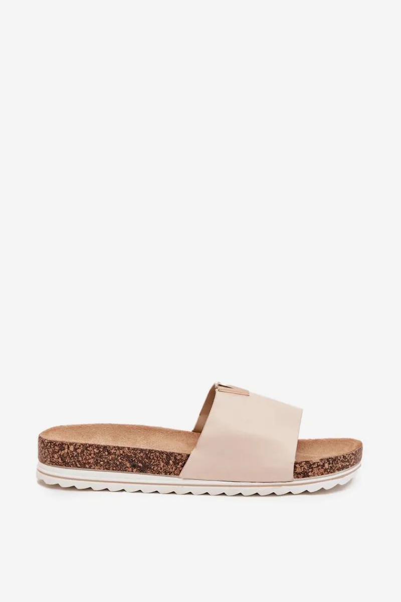 Outlet Klapki Damskie Na Korkowej Platformie Z Ozdobnym Detalem Beżowe Vessira Damskie Klapki Korkowe|Klapki Na Platformie