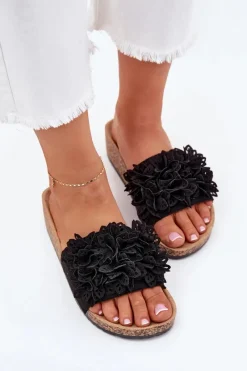 Clearance Klapki Damskie Na Korkowej Platformie Czarne Elirna Damskie Klapki Korkowe|Klapki Na Platformie