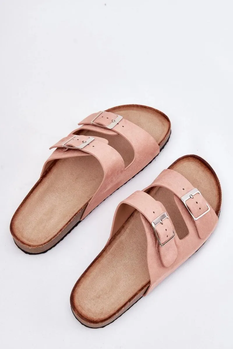 Best Klapki Damskie Na Korkowej Platformie Klamry Różowe Evisolla Damskie Klapki Korkowe|Klapki Na Platformie