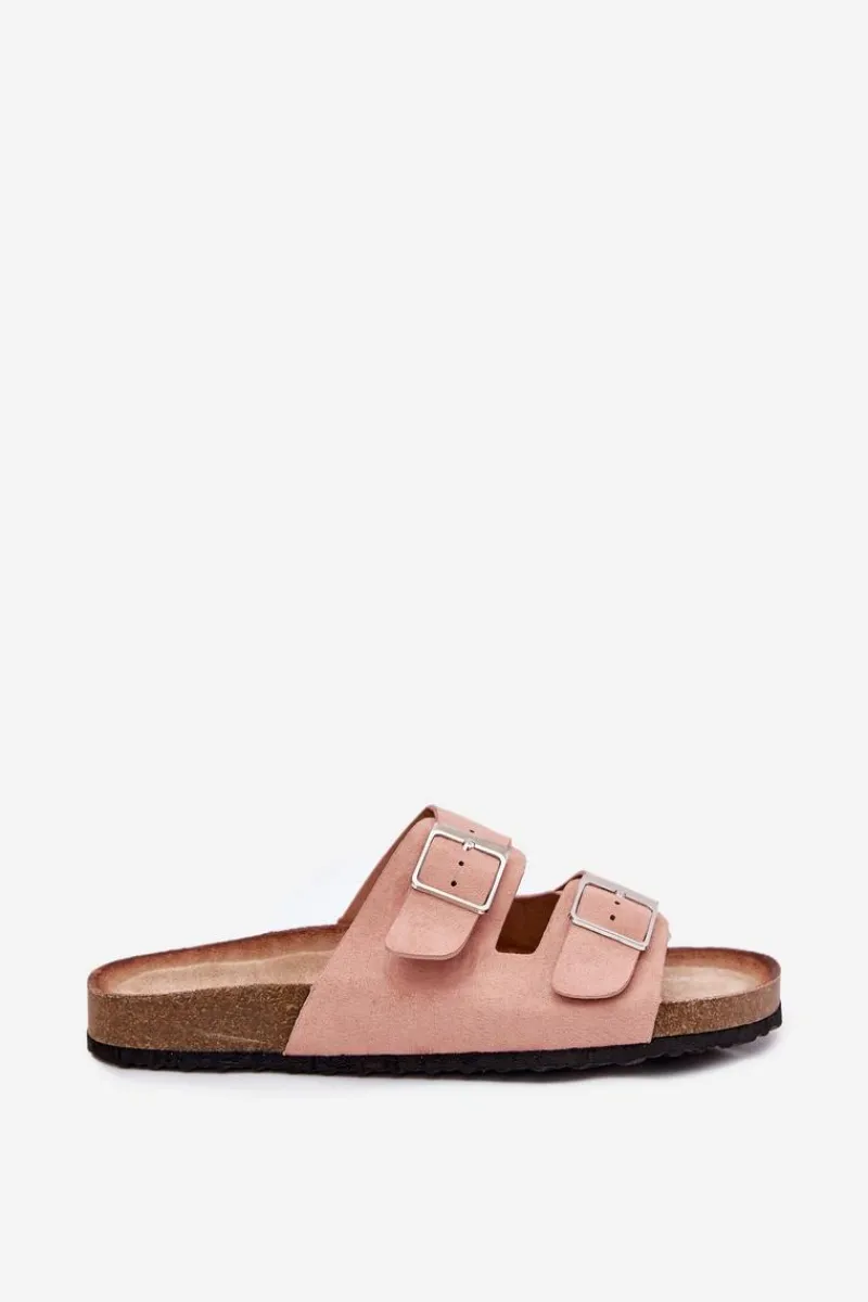 Best Klapki Damskie Na Korkowej Platformie Klamry Różowe Evisolla Damskie Klapki Korkowe|Klapki Na Platformie