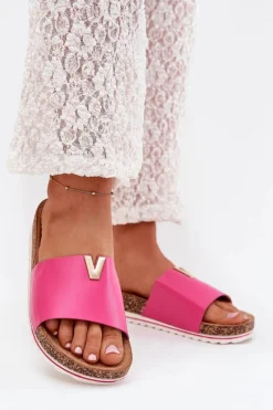 Klapki Korkowe|Klapki Na Platformie>Boto Klapki Damskie Na Korkowej Platformie Z Ozdobnym Detalem Fuksja Vessira Różowy