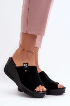 Klapki Damskie Na Koturnie Czarne Vleni Damskie Klapki Na Koturnie|Klapki Damskie Klasyczne