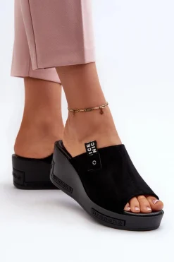 Klapki Damskie Na Koturnie Czarne Vleni Damskie Klapki Na Koturnie|Klapki Damskie Klasyczne