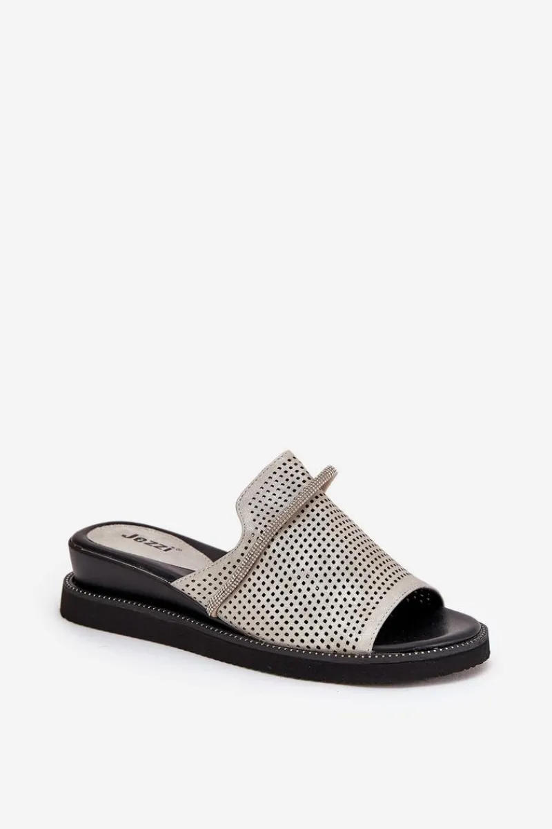 Klapki Na Koturnie|Klapki Na Platformie>Boto Klapki Damskie Na Koturnie Z Ozdobnym Paseczkiem Srebrne Teriwes Srebrny