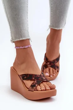 Klapki Na Koturnie|Klapki Na Platformie>Ipanema Klapki Damskie Na Koturnie 83520 High Fashion Slide Fem Brązowe Brązowy