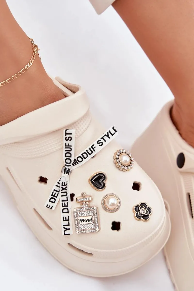 Klapki Basenowe|Klapki Na Platformie>Boto Klapki Damskie Na Masywnej Platformie Z Przypinkami Beżowe Vivira