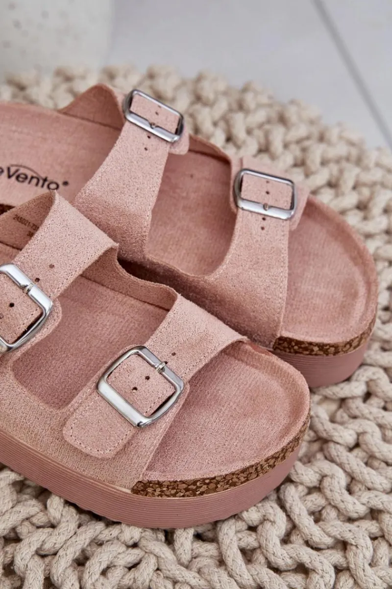 Klapki Korkowe|Klapki Na Platformie>Boto Klapki Damskie Na Masywnej Platformie Z Klamrami Różowe Aramia Różowy