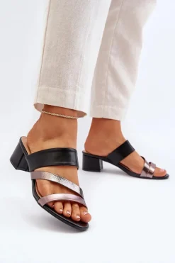 Klapki Na Obcasie|Klapki Damskie Klasyczne>Boto Klapki Damskie Na Niskim Obcasie Czarne Rosila