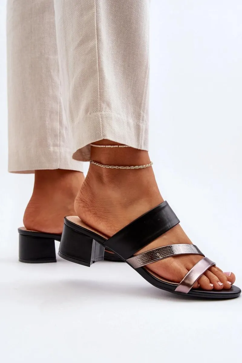 Klapki Na Obcasie|Klapki Damskie Klasyczne>Boto Klapki Damskie Na Niskim Obcasie Czarne Rosila