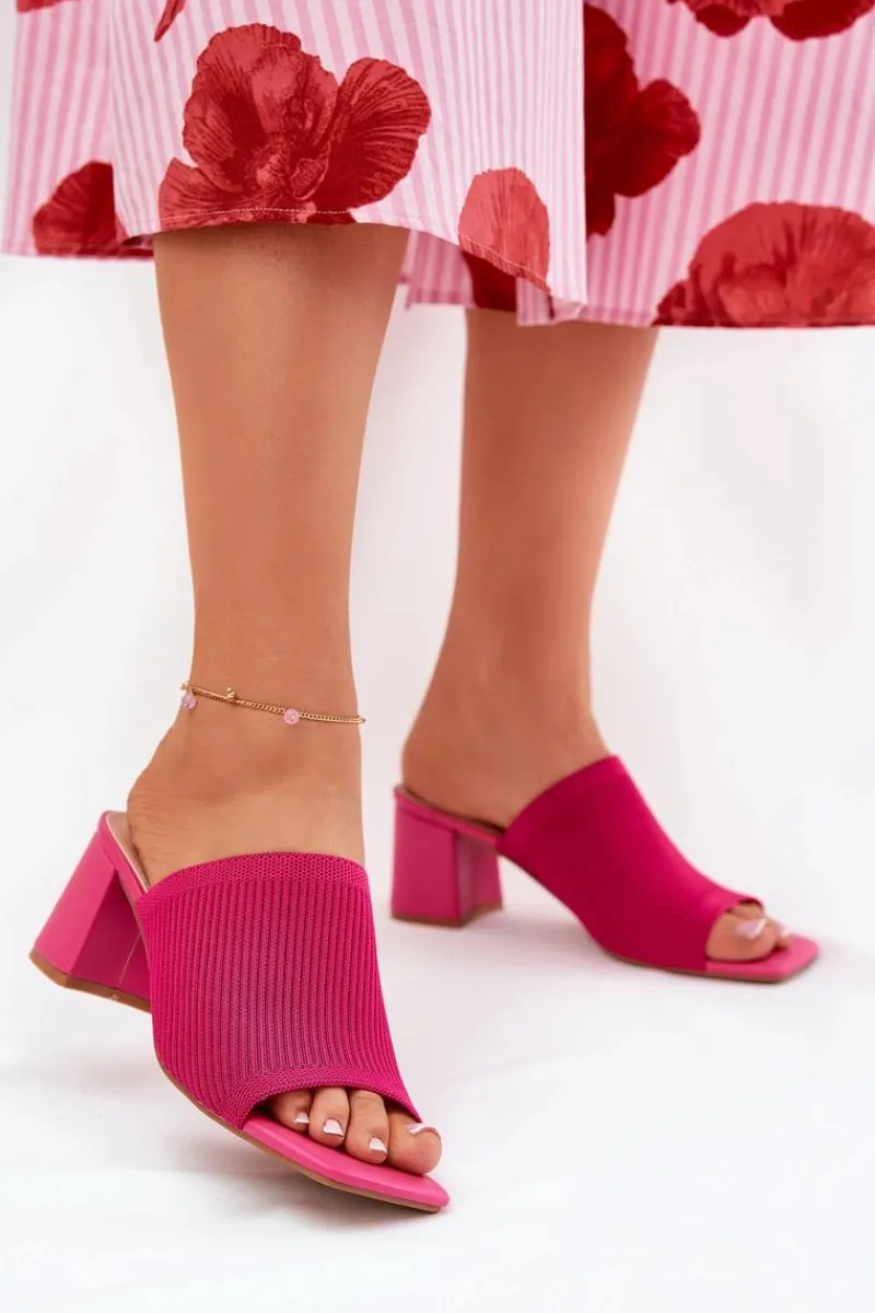 Online Boto Klapki Damskie Na Obcasie Typu Słupek Fuksja Wenilan