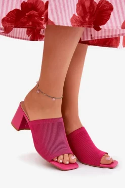 Online Boto Klapki Damskie Na Obcasie Typu Słupek Fuksja Wenilan