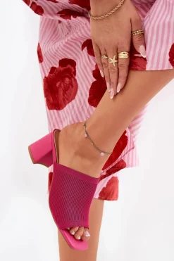 Online Boto Klapki Damskie Na Obcasie Typu Słupek Fuksja Wenilan