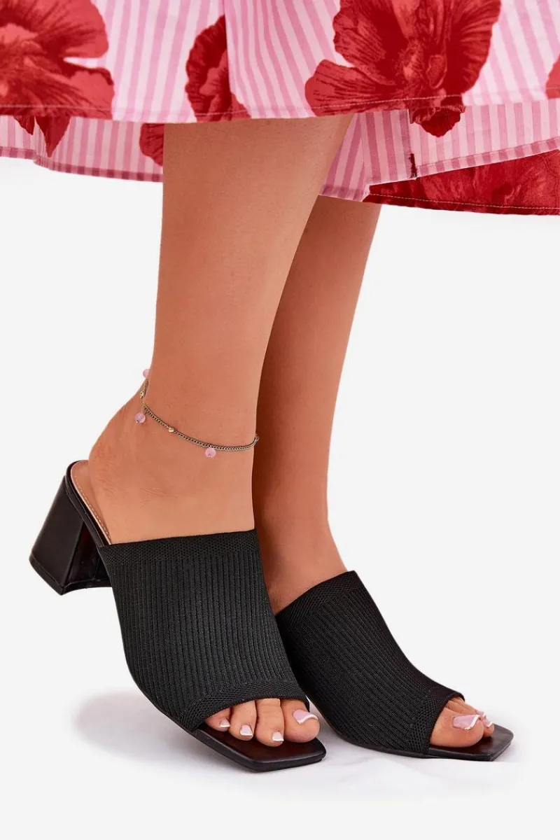 Klapki Na Obcasie|Klapki Damskie Klasyczne>Boto Klapki Damskie Na Obcasie Typu Słupek Czarne Wenilan