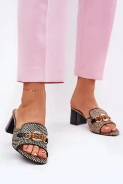 Klapki Na Obcasie|Klapki Damskie Klasyczne>Boto Klapki Damskie Na Obcasie Z Ozdobą Czarne Ovittole Czarny