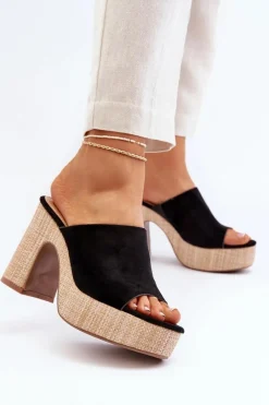 Klapki Na Obcasie|Klapki Damskie Klasyczne>Boto Klapki Damskie Na Obcasie Słupku Czarne Siobhan