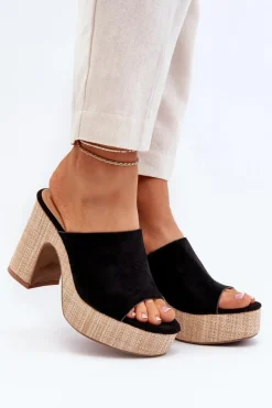 Klapki Na Obcasie|Klapki Damskie Klasyczne>Boto Klapki Damskie Na Obcasie Słupku Czarne Siobhan